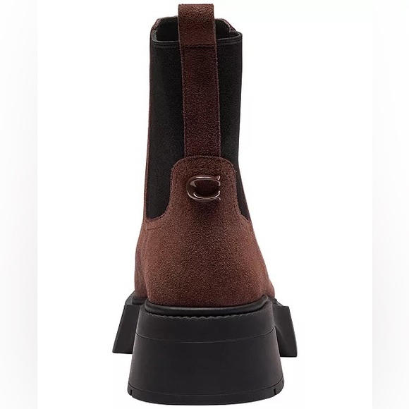 Coach Brown Suede Chelsea Boot with Black Elastic Lug Sole - Picture 3 of 6